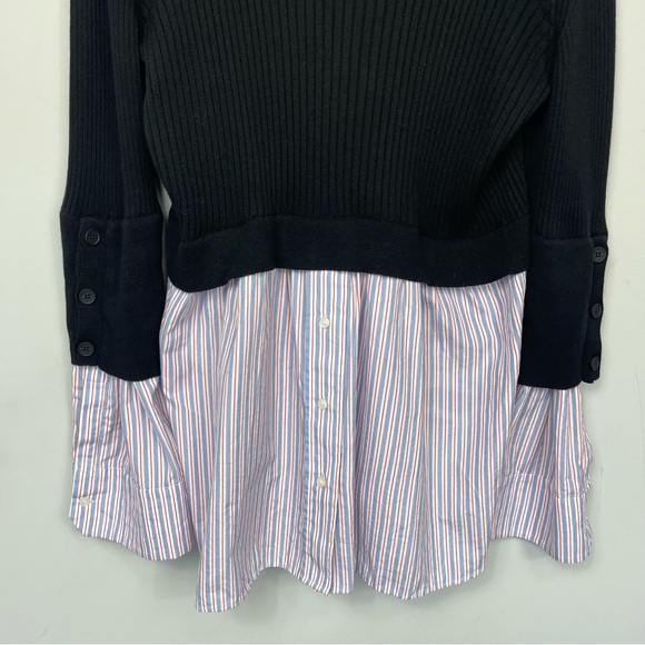 KENZO PARIS LAYERED RIBBED COTTON BLEND KNIT AND COTTON POPLIN SWEATER SHIRT XL - Picture 8 of 16